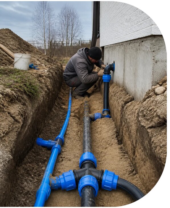 Монтаж наружного водопровода на участке под ключ в Раменском